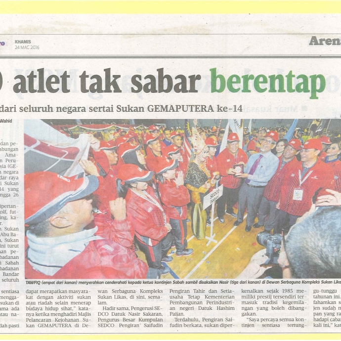 PKNP Group Won 3rd Place In The 14th GEMAPUTERA Games Sabah 2016