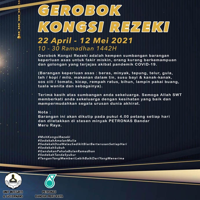 GEROBOK KONGSI REZEKI CAMPAIGN BY PKNPk & KOPERAK FOR RAMADAN 1442H