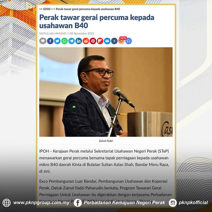 PERAK TAWAR GERAI PERCUMA KEPADA USAHAWAN B40