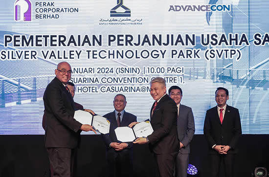 PKNPk Melalui Anak Syarikatnya Perak Corp Jalin Usaha Sama dengan Advancecon Membangunkan Silver Valley Technology Park, dengan GDV bernilai RM1bil